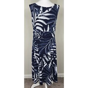 NorthStyle Navy and White Tropical Midi Dress